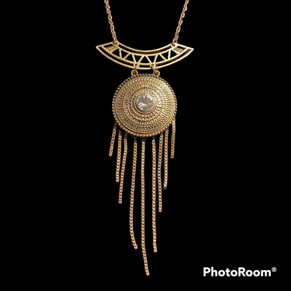 1970’s Inspired Vintage Gold Tone Long Necklace